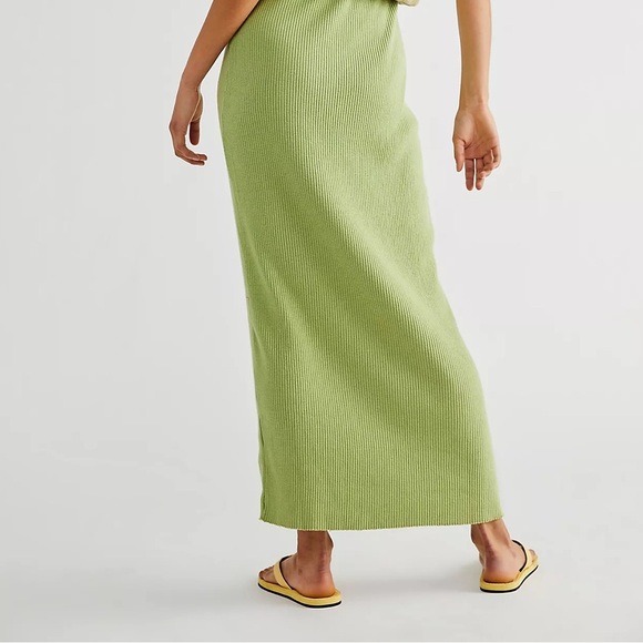 Free people beach green ribbed midi bodycon dress - Picture 2 of 10